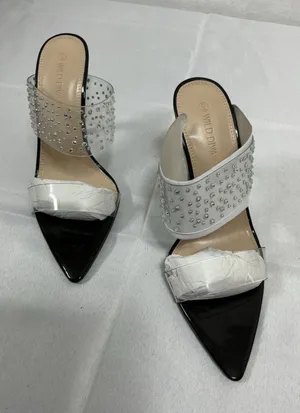 Woman’s New Wild Diva Carmy Slip On Stiletto Mules Size 7 Black Stud Accents thumbnail 1