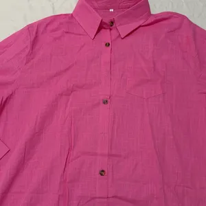 Women's Long Sleeve Button Up Gauze Pink Tunic Top Size Large #260394 thumbnail 3