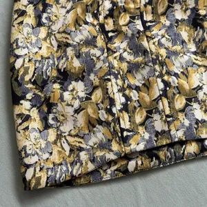 Lioness Large Floral Print Black Gold Retro Mod Low Waisted Mini Skirt Tapestry thumbnail 8