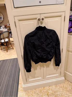 Vince Black Women's Bomber Jacket with Ribbed Trim thumbnail 2
