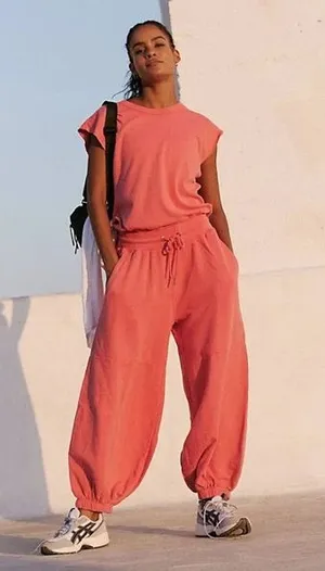 Free People Movement Throw And Go Onesie in Claret Pink thumbnail 1