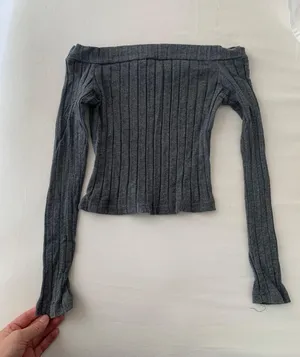 Gray Off the Shoulder Top thumbnail 1