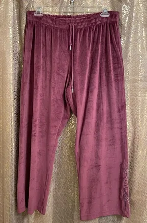 Victoria's Secret Pink Velvet Velour Maroon Heritage Sweatpants Soft Pant XL thumbnail 1