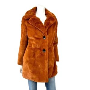 SAM EDELMAN Faux Fur Coat in Cognac, Size Large, New without tag thumbnail 2