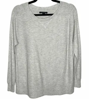 American Eagle Crew Neck Waffle Knit Top Long Sleeve Shirt Grey Size Small thumbnail 1