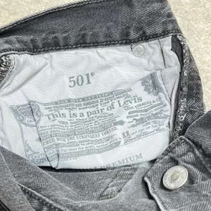 Levis 501 Original Fit‎ Straight Leg Jeans Faded Black Raw Hem W26 EUC Classic thumbnail 10