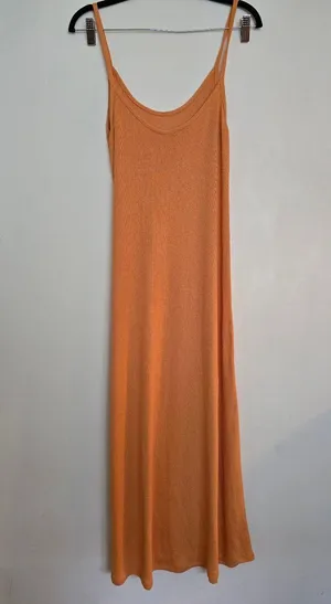 Zara Mustard Yellow Midi Ribbed Stretch Dress Small Blogger Fav thumbnail 4