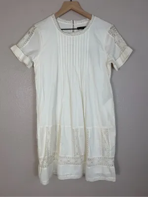 Abercrombie & Fitch Cream Cotton Lace Mini Shirt Shift Dress XS NEW $68 thumbnail 1
