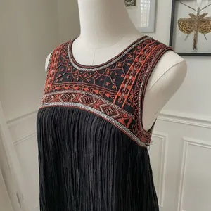 Free People Aztec Embroidered Beaded Swing Dress Open Back $168 2 thumbnail 6