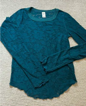 We The Free Top Emerald Green Lace L thumbnail 2