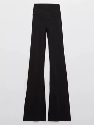 Aerie High Waisted Crossover Flare Legging Black thumbnail 4