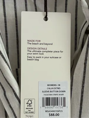 Calia Swim Coverup Dress Yucatan Stripe Ivory Linen Blend Button Down NWT Medium thumbnail 12