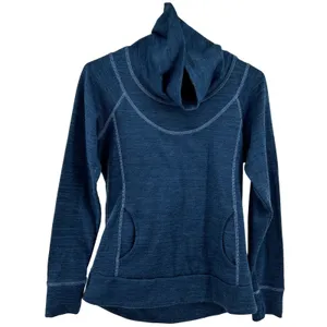 Kuhl Lea Pullover Top Long Sleeve Cowl Pockets Stretch Versatile Cozy Blue L thumbnail 2