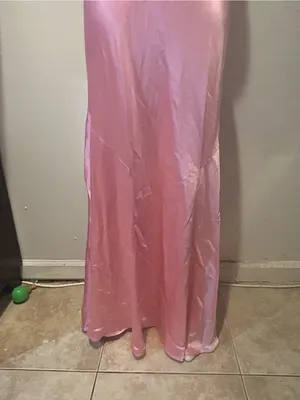 Elegant Backless Satin Halter Maxi Dress - Pink thumbnail 3