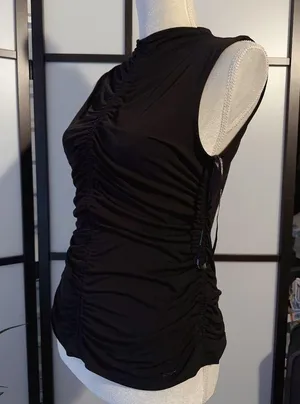 Calvin Klein sleeveless top tie black designer NWT thumbnail 2