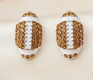 Pave Football Stud Earrings Gold thumbnail 1
