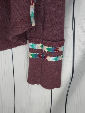 We The Free Plum Henley Boho Hippie Indie Earthcore Waffle Knit Long Sleeve Top thumbnail 2