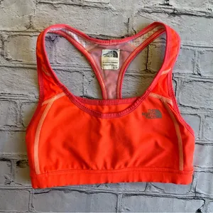 The North Face Sports Bra Pink Womens Small Neon Work Out Gym Padded Yoga Top thumbnail 1