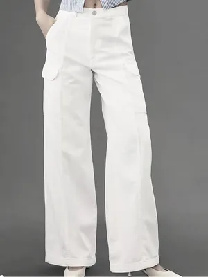 Hudson Jeans Anthropologie High Rise Wide Leg Cargo Pants White Size 30 thumbnail 2