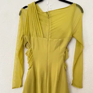 HOUSE OF CB 'Zahra' Chartreuse Plunge‎ Maxi Dress maxi mustard yellow NWOT XS thumbnail 11
