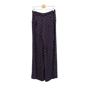 Anthropologie Cartonnier Pants Geometric Print Wide Leg Rayon Navy Blue Size 4‎ thumbnail 7