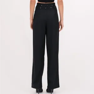 NONCHALANT Label Jace Black High-Waisted Shiny Trousers Pants Wide Leg Medium thumbnail 3