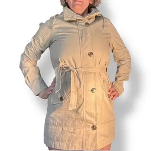 Gap‎ Beige Cotton Hooded Trench Coat Utility Jacket Women Small Lightweight thumbnail 14