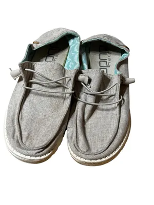 HEYDUDE Wendy Gray Chambray Slip On Loafers Women's Size 8 Lightweight Comfort thumbnail 2