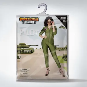 Spooktacular Creations Womens Pilot Flight Suit Jumpsuit Halloween Costume SMALL thumbnail 6