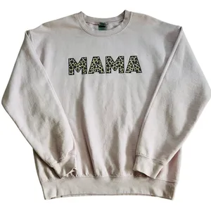 MAMA Crewneck Medium Mom Pull Over Top in Light Pink / Lavender Gildan thumbnail 1