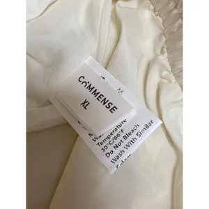 Commense Women's Cream White Ruffles Elastic waist Midi Flared A-Line Skirt XL thumbnail 3