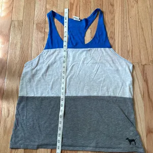 PINK Victoria's Secret Shirt Womens Large Blue White Tank Top Logo Ladies thumbnail 3