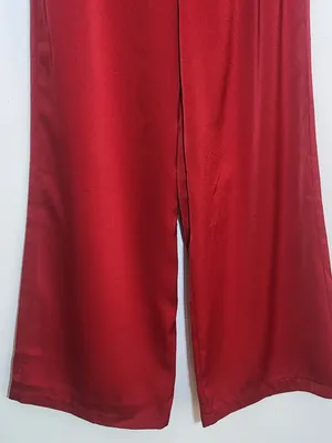 Lulus Red Satin Wide Leg Pants Size Small NWT thumbnail 3