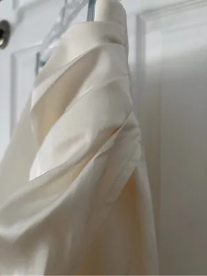Abercrombie & Fitch White Satin Ruched Midi Skirt thumbnail 3