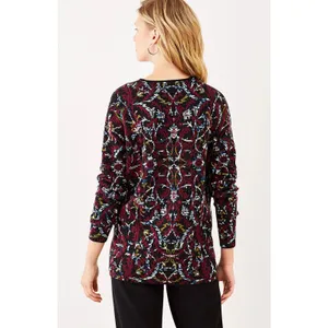 J. Jill | Jacquard Tapestry Relaxed Pullover Sweater | Medium Red thumbnail 3