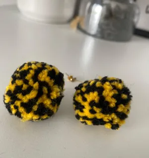 Handmade Black And Gold Pom Earrings thumbnail 3