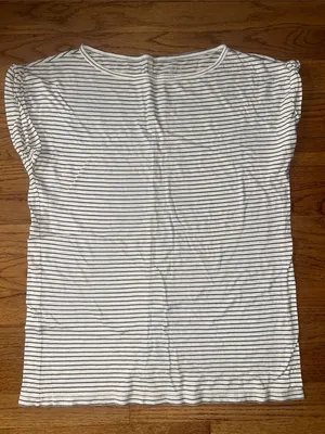 Lands End Canvas Cotton Striped Nautical Black and White Top sz small thumbnail 1