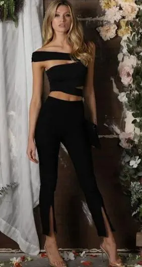 Unbranded New Black Bandage Cut Out Crop Top thumbnail 5