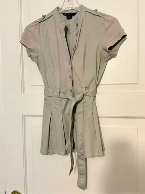 Last chance-Armani Exchange Light Taupe Button-Front Shirt thumbnail 1