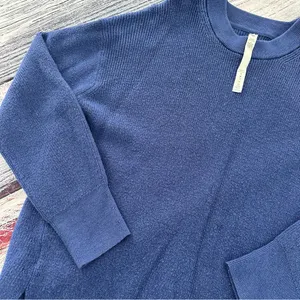 Lululemon Merino Wool-Blend Ribbed Crewneck Sweater Heathered Psychic Blue thumbnail 4