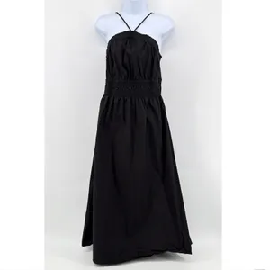 Rachel Parcell Black Halter Maxi Dress Smocked Waist Adjustable Straps L Large thumbnail 2