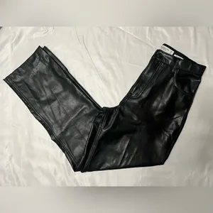 Abercrombie & Fitch Curve Love 90s Faux Leather High Rise Straight Pants 29 thumbnail 14