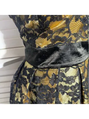 Vintage 90s dress black gold brocade floral whimsigoth cocktail wedding guest XL thumbnail 9