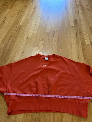 Nike Sportswear Red Orange Oversized Crewneck Sweatshirt Sz M thumbnail 3