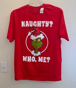 The Grinch “Naughty?‎ Who, Me?” Graphic Tee – Red – Size L (NWT) thumbnail 1