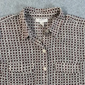 LOFT Ann Taylor Women's Small Brown Cream Floral Button Up Blouse Lightweight thumbnail 4