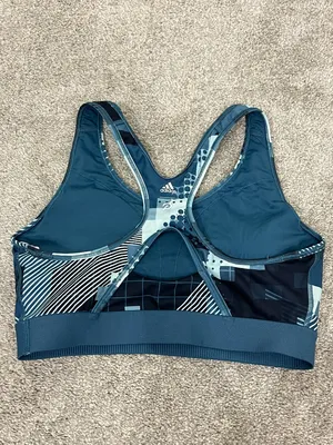 adidas x Peloton Blue Camo Print Digi Motion Heat Sports Bra Size Large NWT thumbnail 4
