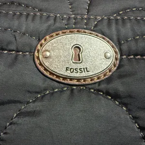 Fossil Key Per Crossbody Bag Small Black Quilted Nylon Leather Trim Satchel VTG thumbnail 2