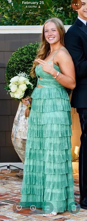Dillard's Green sparkle prom formal dress thumbnail 1
