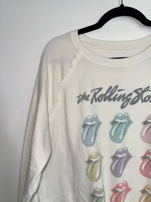 Maurices The Rolling Stones Sweatshirt Cream Multi Band Graphic thumbnail 4